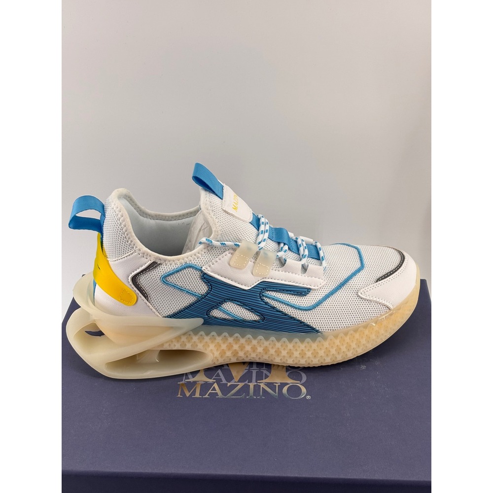 Mazino Plasma-007 Sneaker Mens 8.5 White Teal Yellow Chunky Sole Streetwear